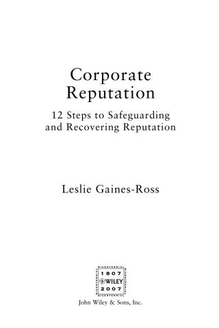 Cover image: Corporate Reputation 1st edition 9780470171509