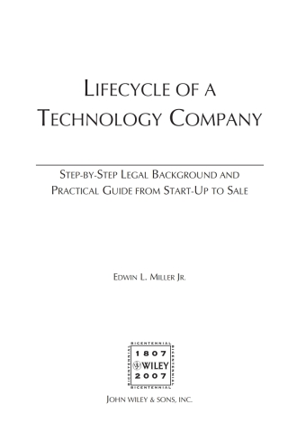 Imagen de portada: Lifecycle of a Technology Company 1st edition 9780470223925