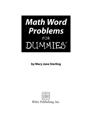 Imagen de portada: Math Word Problems For Dummies 1st edition 9780470146606
