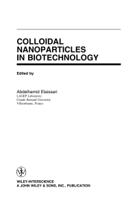 Cover image: Colloidal Nanoparticles in Biotechnology 1st edition 9780470230527