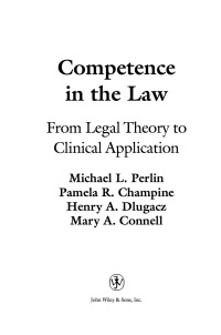 Imagen de portada: Competence in the Law: From Legal Theory to Clinical Application 1st edition 9781118662397