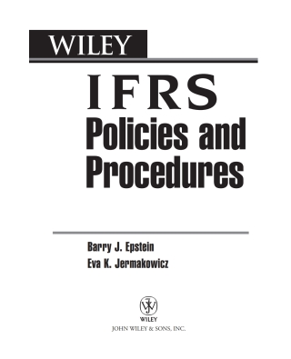 Titelbild: IFRS Policies and Procedures 1st edition 9780471699583