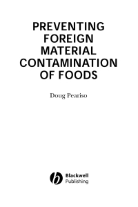 Cover image: Preventing Foreign Material Contamination of Foods 1st edition 9780813816395