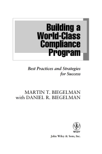 Imagen de portada: Building a World-Class Compliance Program: Best Practices and Strategies for Success 1st edition 9780470114780