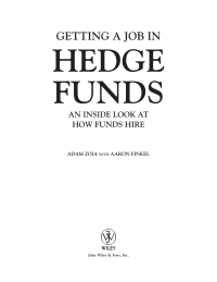 Cover image: Getting a Job in Hedge Funds: An Inside Look at How Funds Hire 1st edition 9780470226483