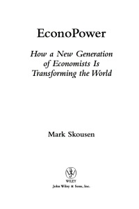Cover image: EconoPower: How a New Generation of Economists is Transforming the World 1st edition 9781119091868