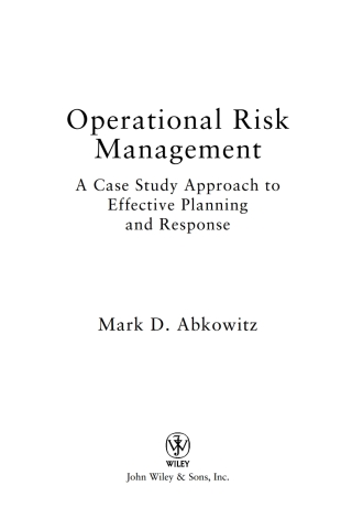 Cover image: Operational Risk Management 1st edition 9780470256985