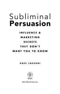 Cover image: Subliminal Persuasion 1st edition 9780470243367