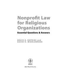Cover image: Nonprofit Law for Religious Organizations: Essential Questions & Answers 1st edition 9780470114407