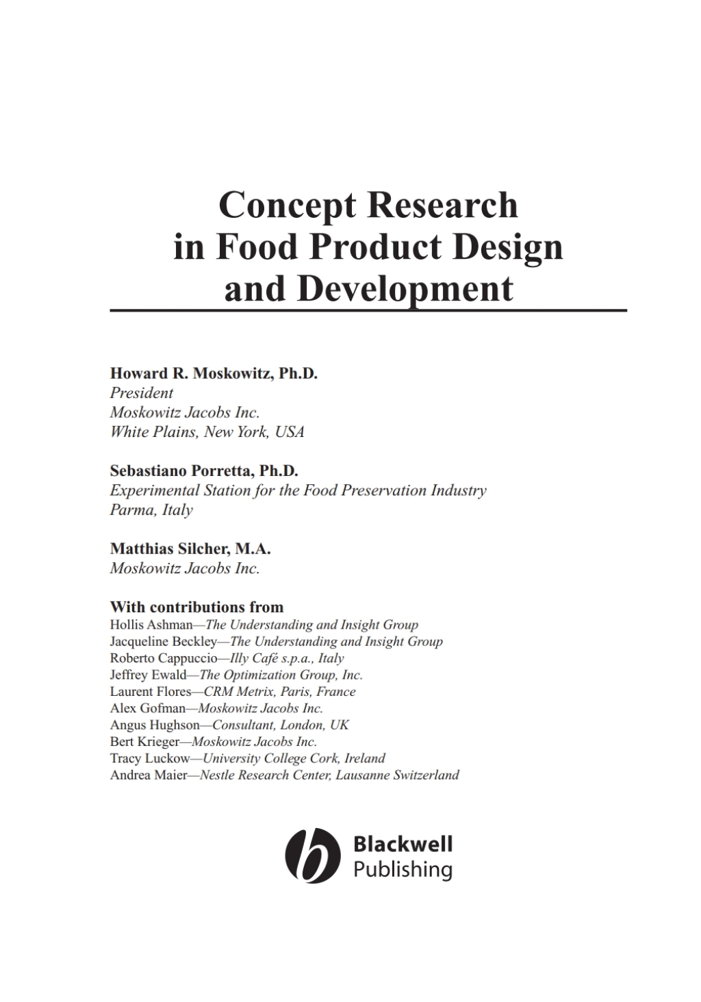Concept Research in Food Product Design and Development 1st Edition