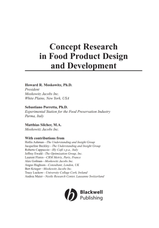 Cover image: Concept Research in Food Product Design and Development 1st edition 9780813824246