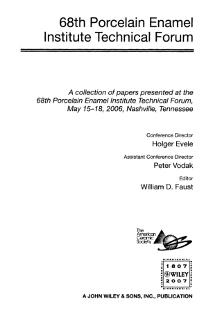 Titelbild: 68th Porcelain Enamel Institute Technical Forum 1st edition 9780470097359