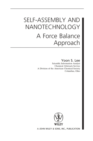 Imagen de portada: Self-Assembly and Nanotechnology 1st edition 9780470248836