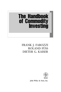 Cover image: The Handbook of Commodity Investing 1st edition 9780470117644