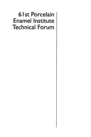 Cover image: 61st Porcelain Enamel Institute Technical Forum 1st edition 9780470375655