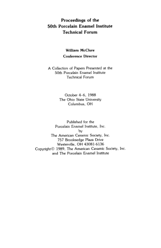 Cover image: 50th Porcelain Enamel Institute Technical Forum 1st edition 9780470374856
