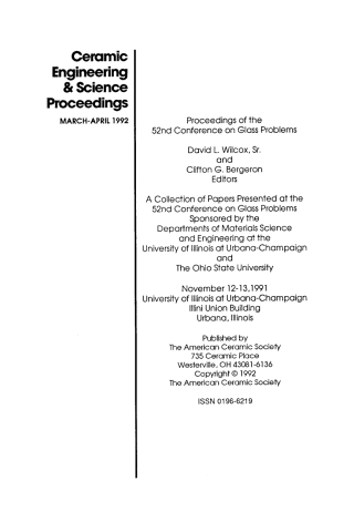Cover image: 52nd Conference on Glass Problems 1st edition 9780470375136