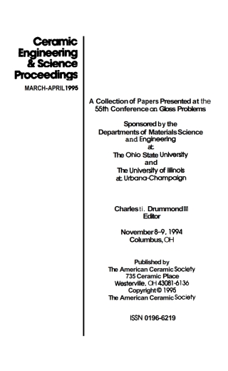 Cover image: 55th Conference on Glass Problems 1st edition 9780470375358