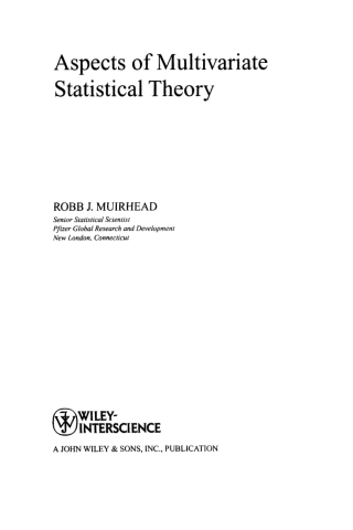 Cover image: Aspects of Multivariate Statistical Theory 1st edition 9780471094425
