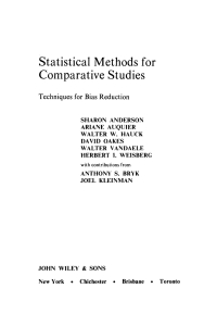 Cover image: Statistical Methods for Comparative Studies 1st edition 9780471048381