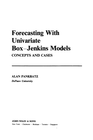 Cover image: Forecasting with Univariate Box - Jenkins Models 1st edition 9780471090236