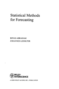 Cover image: Statistical Methods for Forecasting 1st edition 9780471769873