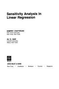 Cover image: Sensitivity Analysis in Linear Regression 1st edition 9780471822165