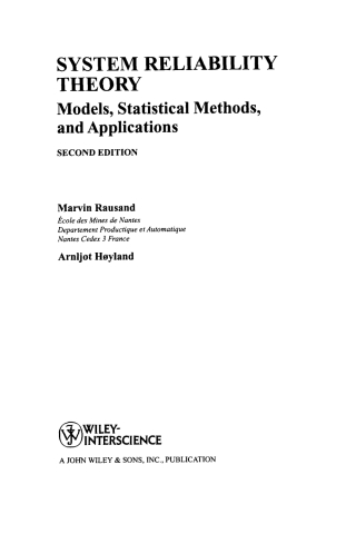 Imagen de portada: System Reliability Theory 1st edition 9780471593973
