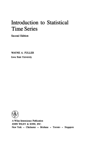 Cover image: Introduction to Statistical Time Series 2nd edition 9780471552390