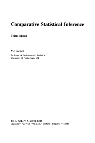 Imagen de portada: Comparative Statistical Inference 1st edition 9780471976431