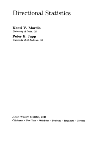 Imagen de portada: Directional Statistics 1st edition 9780471953333