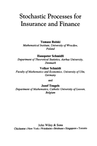 Cover image: Stochastic Processes for Insurance and Finance 1st edition 9780471959250