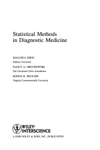 Cover image: Statistical Methods in Diagnostic Medicine 1st edition 9780471347729