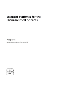 Cover image: Essential Statistics for the Pharmaceutical Sciences 1st edition 9780470034682