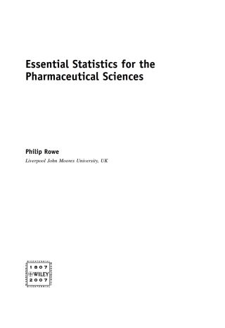 Immagine di copertina: Essential Statistics for the Pharmaceutical Sciences 1st edition 9780470034682
