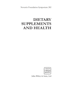 Imagen de portada: Dietary Supplements and Health 1st edition 9780470034279