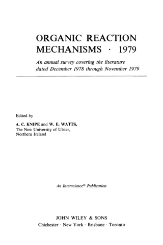 صورة الغلاف: Organic Reaction Mechanisms 1979 (Including Index 1975-1975) 1st edition 9780471278184