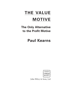 Cover image: The Value Motive 1st edition 9780470057551