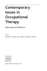 Imagen de portada: Contemporary Issues in Occupational Therapy: Reasoning and Reflection 1st edition 9780470065112