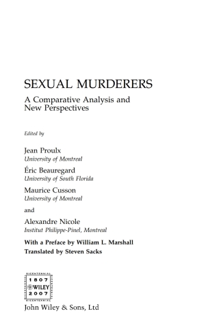 Imagen de portada: Sexual Murderers 1st edition 9780470059531