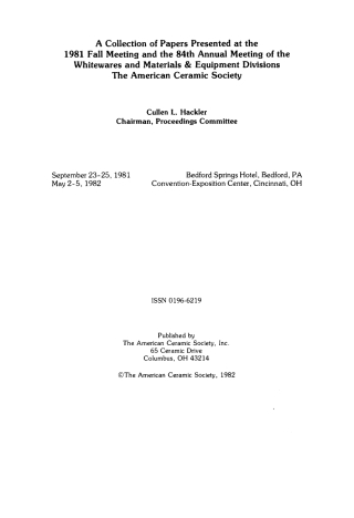 Cover image: Whitewares - Materials and Equipment 1st edition 9780470373996