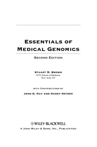 Cover image: Essentials of Medical Genomics 2nd edition 9780470140192