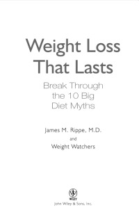 Cover image: Weight Watchers Weight Loss That Lasts 1st edition 9780471736295