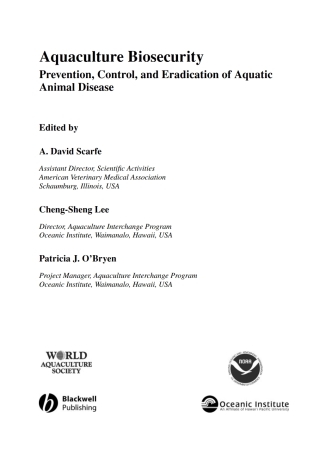 Imagen de portada: Aquaculture Biosecurity: Prevention, Control, and Eradication of Aquatic Animal Disease 1st edition 9780813805399