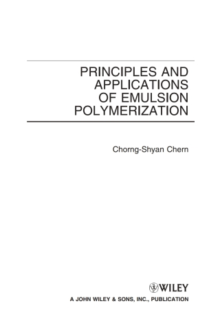 Imagen de portada: Principles and Applications of Emulsion Polymerization 1st edition 9780470124314