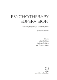 صورة الغلاف: Psychotherapy Supervision 2nd edition 9780471769217