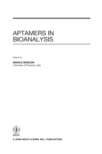 Cover image: Aptamers in Bioanalysis 1st edition 9780470148303