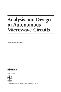 Imagen de portada: Analysis and Design of Autonomous Microwave Circuits 1st edition 9780470050743