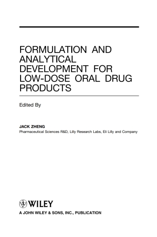 Imagen de portada: Formulation and Analytical Development for Low-Dose Oral Drug Products 1st edition 9780470056097