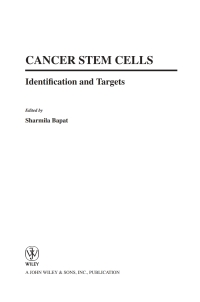 Cover image: Cancer Stem Cells 1st edition 9780470122013